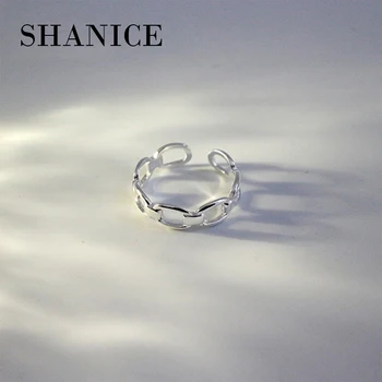 SHANICE 925 Sterlingas Sidabro Atidaryti Žiedai Geometrinis Ray Grandinės Reguliuojamas Pirštų Žiedai Korėja Stiliaus Sidabro Papuošalai