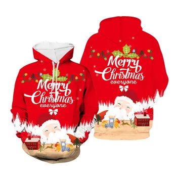 2019 m. Rudens Ir Žiemos Naujas Kalėdinis Megztinis 3D Spausdinimo Negabaritinių Gobtuvu Megztinis Unisex Vyrai Moterys Juokinga Bjaurusis Kalėdų Džemperis