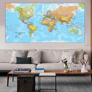Pasaulio Politinis Žemėlapis, Plakatų ir grafikos Kultūra Švietimas Pasaulio Žemėlapyje Sienos Menas Nuotraukas Drobė Paveikslų, Namų Dekoro