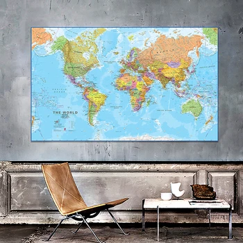 Pasaulio Politinis Žemėlapis, Plakatų ir grafikos Kultūra Švietimas Pasaulio Žemėlapyje Sienos Menas Nuotraukas Drobė Paveikslų, Namų Dekoro