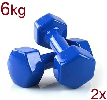 2X svarmenimis, 6 kg svorio dangtelį ant vinyl soft naudotis gimnastika, Mėlyna