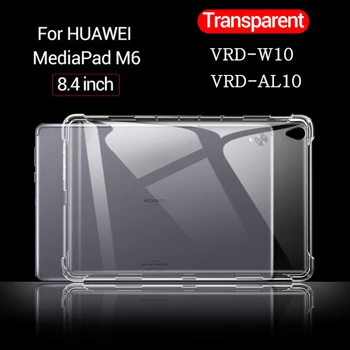 Atsparus smūgiams silikoninis atveju, Huawei MediaPad M6 8.4 VRD-W10 VRD-AL10 skaidria guma galinio dangtelio lankstus bamperis