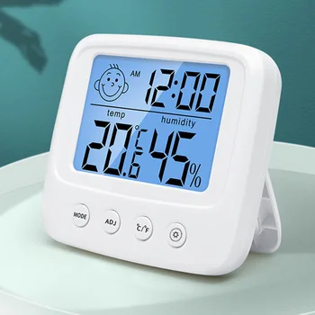 Daugiafunkcis Termometras su Drėgmėmačiu Automatinis Elektroninis Temperatūros, Drėgmės Stebėti Laikrodį, Didelis LCD Ekranas