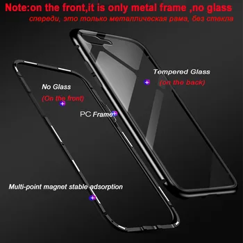 Magnetinio Adsorbcijos Metalo Case for Samsung Galaxy S8 S9 Plus S7 Pastaba 8 9 iPhone 6 S 6S 7 8 Plus X XS MAX XR Grūdinto Stiklo Dangtis
