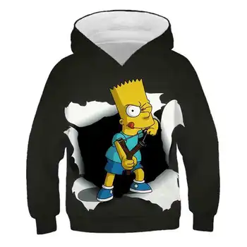 3D Pertraukos Simpsonų Hoodies Paauglių Mergaičių Kokybės Atsitiktinis Bart Simpson Berniuko Drabužiai, Megztiniai Megztinis Streetwear Viršų