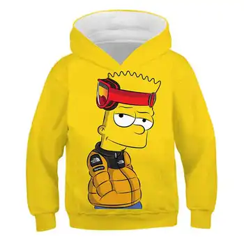 3D Pertraukos Simpsonų Hoodies Paauglių Mergaičių Kokybės Atsitiktinis Bart Simpson Berniuko Drabužiai, Megztiniai Megztinis Streetwear Viršų