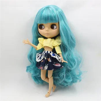LEDINIS DBS Blyth bjd doll žaislą ilgai, žalia Aquamarince sumaišykite balti plaukai šviesiai Rudos odos bendras kūno 1/6 30cm mergaitėms dovanų