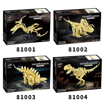Decool 81001 81002 81003 81004 Dinozaurų Iškastinio Tyrannosaurus Rex Triceratopsas Pterosaur Stegosaurus Statybiniai Blokai, Plytos, Žaislai