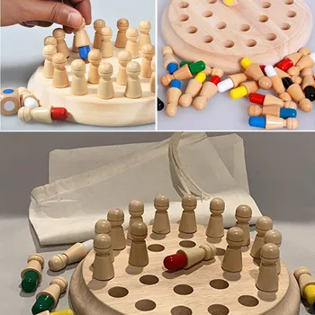 Mediniai Atminties Rungtynės Stick Šachmatų Žaidimas Įdomus Blokuoti stalo Žaidimas Švietimo Spalva Pažintinių gebėjimų Žaislas vaikams IQ Smegenų Kibinimas Žaidimas