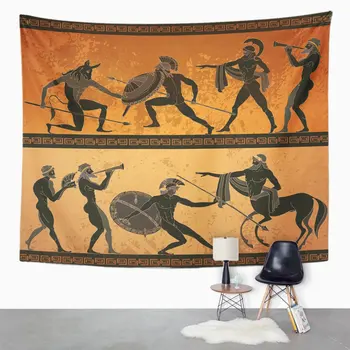 Senovės Graikijoje, Juoda Figūra, Keramikos Medžioklės Minotaurą Dievų Namų Dekoro Gobelenas Sienos Kabo Gyvenimo Kambario, Miegamasis Bendrabučio