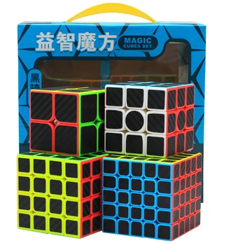 ZCUBE Anglies Pluošto 4pcs Pluoštas 2x2 3x3 4x4 5x5 Greitis Cubo Magico Nustatyti 4pcs/box Magijos Kubo Galvosūkį Švietimo Žaislai Žaidimas Dovanų Dėžutėje