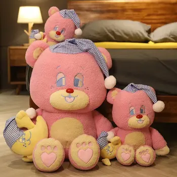 Rožinis meškiukas Apkabinti Lėlės, žaislai, Kūdikių Mergina Miega dėvėti Skrybėles Mėnulis pagalvę unikalus apkabinti dovana žaislai mergina gimtadienis