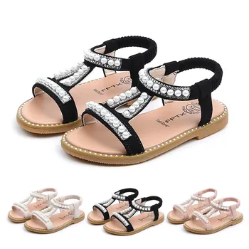 LONSANT vaikų Mergaičių Sandalai Vasarą Kūdikis Crystal Pearl Princesė Batų mados Bamblys Vaikai aukštos kokybės boutique Romos Sandalai naujas