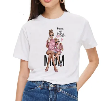 Motinos Meilės Spausdinti White T-shirt Harajuku Mama Marškinėlius 