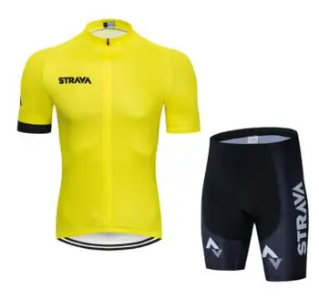 Naujas geltonas STRAVA Pro Dviračių Komanda trumpomis Rankovėmis Maillot Ciclismo Vyrų Dviračių Džersis Vasaros orui Dviračių Drabužių Rinkiniai