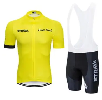 Naujas geltonas STRAVA Pro Dviračių Komanda trumpomis Rankovėmis Maillot Ciclismo Vyrų Dviračių Džersis Vasaros orui Dviračių Drabužių Rinkiniai