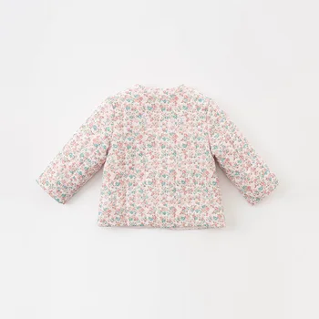 DBZ16659 dave bella pavasario kūdikių mergaičių mados lankas gėlių spausdinti kišenės kamšalu kailio vaikams viršūnes kūdikiams, vaikiška viršutinių drabužių siuvimas
