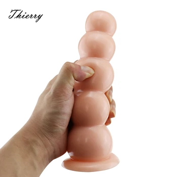 Thierry didelis string karoliukai analinis kaištis stipri siurbimo taurės analinis dildo dėžutėje supakuota butt plug kamuolys analinis kaištis sekso žaislai moterims, vyrams