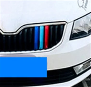 Automobilio stilius už Skoda Octavia A7 2016 2017 ABS Grotelės Aplink Apdaila Lenktynių Groteles Apdaila priekinės grotelės kraštais 3 spalvų