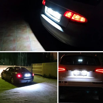 2vnt Baltas Automobilis LED Skaičius Licencijos numerio apšvietimo Lemputės lemputė 12V Audi A4 B8 A5 Q5 S5, TT S4 RS5 A6 Klaidų Led Licencijos numerio apšvietimo Lemputės