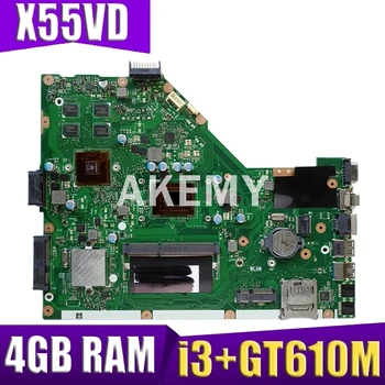 AKemy X55VD Už ASUS X55VD X55V X55C X55VDR Nešiojamas plokštė I3-2350M CPU APS.3.1 4 GB su grafikos kortelės Mainboard bandymas geras