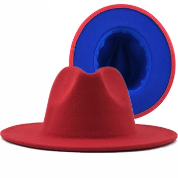 Unisex Išorinis Armijos Žalioji Vidinis Raudonos Vilnos Veltinio Džiazo Fedora Skrybėlės su Plonu Diržo Sagtis Vyrai Moterys Masto Kraštų Panama Trilby Bžūp L XL