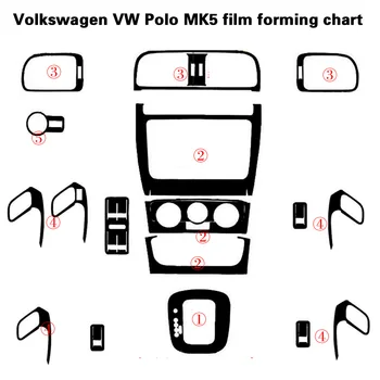 Automobilių Stiliaus 5D Anglies Pluošto Automobilio Salono Konsolė Spalvų Kaita, Liejimo Lipdukas Lipdukai Volkswagen VW POLO MK5 2011-2018