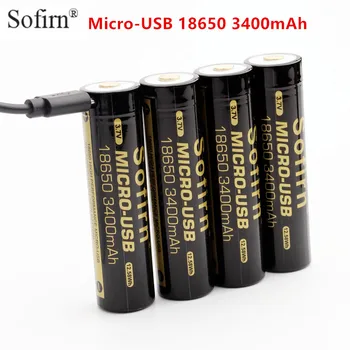 Sofirn Micro USB 18650 Baterija 3400mAh Li-ion Įkraunama Baterija 3.7 V LED Indikatorius USB DC-Įkrovimo Protingas Ląstelių
