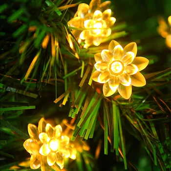 LED Lotus Šviesos Eilutę 10/40/50/80leds Girlianda šviečia Vestuvės, Kalėdos Ramadanas Naujųjų Metų Fėja Apdailos Baterija