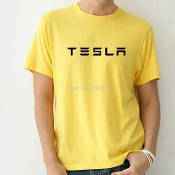 Ekologiškas hort-rankovės elektromobilis Tesla T-shirt medvilnės vasarą vyras moteris asmenybės trumpas rankovės marškinėliai