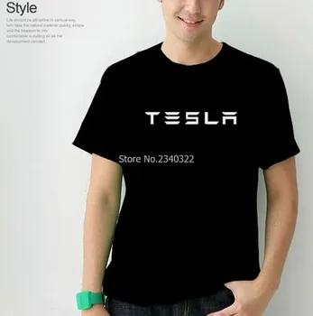 Ekologiškas hort-rankovės elektromobilis Tesla T-shirt medvilnės vasarą vyras moteris asmenybės trumpas rankovės marškinėliai