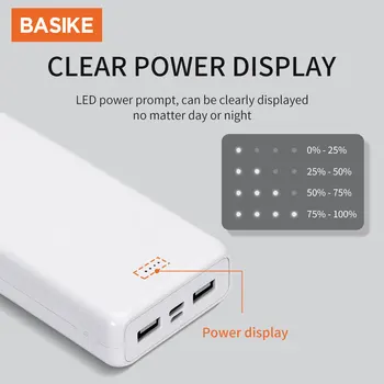 BASIKE Galia Banko 20000mAh USB Nešiojamas Įkroviklis, Greito Įkrovimo Išorinę Bateriją, Skirta iPhone 12 11 Pro Xiaomi mi 9 Powerbank