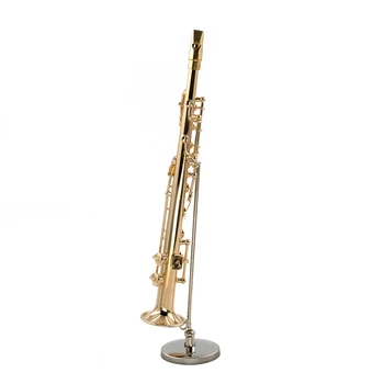 Miniatiūriniai Vario Sopranas Saksofonas Modelis su Paramos Mini Muzikos Instrumentas, 1/12 Lėlių ob11 1/6 Veiksmų skaičius, Priedai