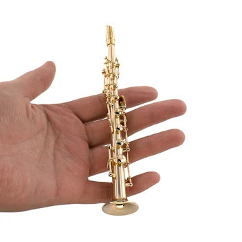 Miniatiūriniai Vario Sopranas Saksofonas Modelis su Paramos Mini Muzikos Instrumentas, 1/12 Lėlių ob11 1/6 Veiksmų skaičius, Priedai