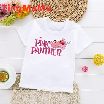 Rožinė Pantera top marškinėliai t-marškinėliai berniukams, vaikų vaikai Anime ir animacinių filmų grafika mados tees
