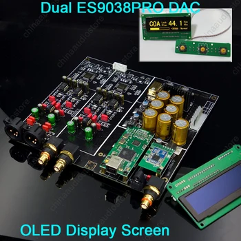 DUAL ES9038PRO DSD VPK OLED Ekranas ES9038 HIFI VPK XMOS/Amanero USB DAC Bluetooth5.0 APTX Nuotolinio Valdymo