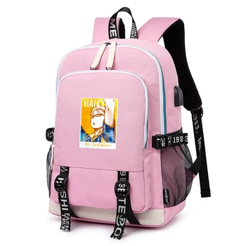 Haikyuu!! VANDENYSC Cartoon Mokyklos Maišai Dideli Kelionių Kuprinė Rožinė Bookbag USB Įkrovimo Nešiojamojo kompiuterio Kuprinė Anime Moterų Pečių Krepšiai