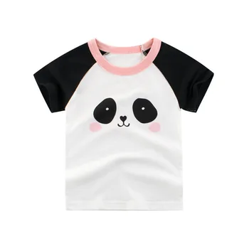 Vaikų Mergaičių Medvilnės marškinėliai Vasarą Kūdikis Naujas 2-7Years Vaikų Drabužių Animacinių filmų Panda 