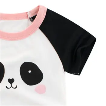 Vaikų Mergaičių Medvilnės marškinėliai Vasarą Kūdikis Naujas 2-7Years Vaikų Drabužių Animacinių filmų Panda 