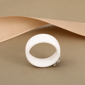 Sidabro Bling snieguolė Kristalų 8mm Keraminiai Žiedai Moterims bižuterijos Elegantiškas Vestuvės Vestuvinis Žiedas Sklandžiai Keramikos Žiedas