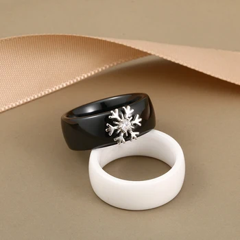 Sidabro Bling snieguolė Kristalų 8mm Keraminiai Žiedai Moterims bižuterijos Elegantiškas Vestuvės Vestuvinis Žiedas Sklandžiai Keramikos Žiedas