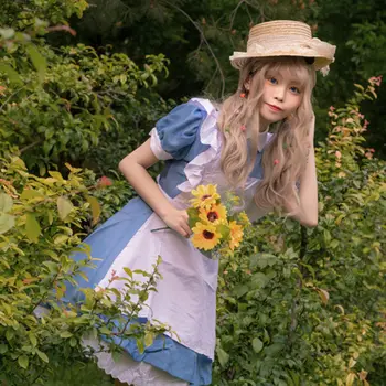 Moterys Kambarinės Apranga Lolita Suknelė Princesė Suknelė Juoda Rausva Mielas Japonų Anime Kambarinės Kostiumas Cosplay Tarnaitė Suknelė