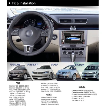 A-Tikri Automobilio Multimedijos 2 Din 7 Colių Auto Radijo DVD VMCD GPS Navigacijos DAB+ BT VW Volkswagen Golf 5 Polo Passat B6 Seat Skoda