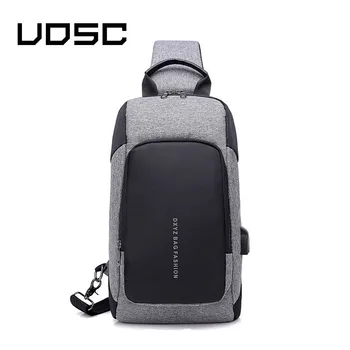 UOSC Prabangos Prekės Krūtinės Maišelį USB Messenger Crossbody Krepšiai Vyrų Pečių Diržas Maišelį Vandeniui Trumpą Kelionę Mobiliojo Telefono Krepšys