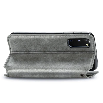 Retro Magnetinio Odos Flip Case For Samsung Galaxy Note 20 S9 S10 S20 Plius A30 A50 A51 A71 Vientisos Spalvos Piniginė Padengti Telefono Krepšiai
