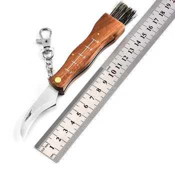Dropship Mini Nešiojamieji multi-funkcija sulankstomas peilis kempingas peiliai raudonmedžio rankena rinkti grybų peilis su brush tool