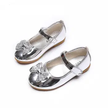 Naujas Vasarą Rudenį Vaikai Batai, Sandalai Mergaitėms blizgančiais Lankas Princesė odiniai batai Merginos Laisvalaikio Bateliai, šokio batai