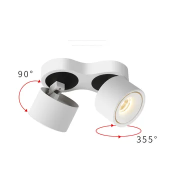 Pritemdomi paviršinės Montuotės COB LED Downlight 20W/24W Sukasi LED Spot Light Lubų Lempa su LED Driver AC110V/220V