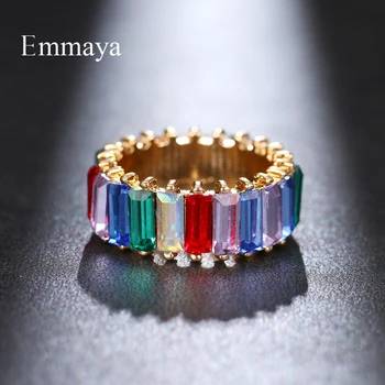 Emmaya Klasikinio Stiliaus Apvalios Formos Žiedas Aukso Su Spalvinga Geometrija, Cirkonio Moterų Žavinga Dovana, Vestuves Ornamentu