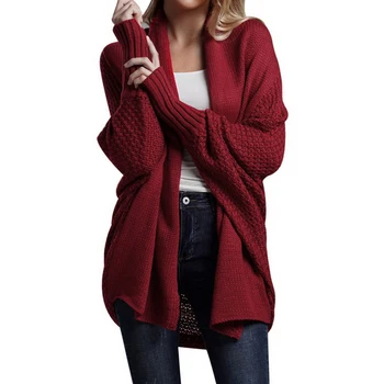 Negabaritinių džemperis cardigan moterų drabužiai kratinys batwing rankovės ilgi susagstomi megztiniai moterų žiemos striukė kailis dideli dydžiai
